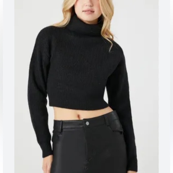 H&M Divided Turtle Neck Long Sleeves Ribbed Knit Cropped Sweater. Size X-Small - Picture 1 of 7